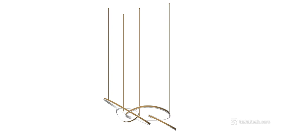 Modern Metal Pendant Light With Circular Rings And Hanging Rods For Interior Decoration Design 3d model 