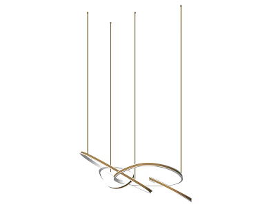 Modern Metal Pendant Light With Circular Rings And Hanging Rods For Interior Decoration Design 3d model
