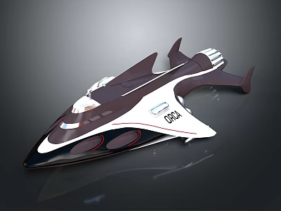 Futuristic Water Vessel with Sleek Aerodynamic Design White Dark Color and Advanced Propulsion 3d model