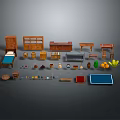 Various Home Furniture Collection Including Bed Bookshelf Cabinet Table And Chair
