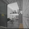 Modern Clothing Store Interior With Wall of Displayed Shoes Staircase And Clothing Displays