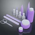 Purple Essential Daily Life Supplies Including Scissors Bottles Tubes And Round Lids