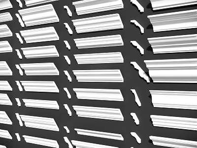 Various Types Of White Gypsum Molding With Smooth Design For Interior Decor 3d model