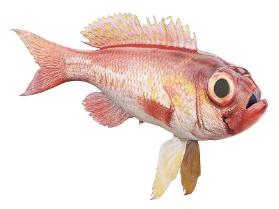 Vibrant Pink And Yellow Aquatic Fish With Large Eyes And Unique Fins 3d model