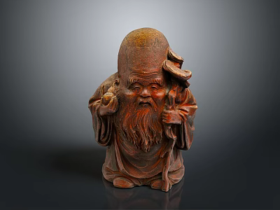Artistic Wooden Animal Sculpture With Intricate Carving Details And Traditional Design 3d model