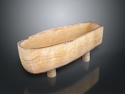 Handcrafted Wooden Boat Shaped Container With Four Legs And Rustic Design 3d model