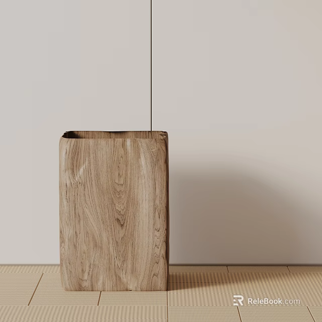 Natural Wooden Side Table With Modern Minimalist Design And Wood Grain For Living Room Interior 3d model 