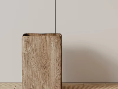 Natural Wooden Side Table With Modern Minimalist Design And Wood Grain For Living Room Interior 3d model