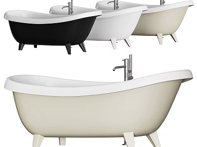 Modern Freestanding Bathtubs in Various Colors with Metal Faucets and Decorative Legs 3d model