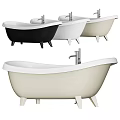 Modern Freestanding Bathtubs in Various Colors with Metal Faucets and Decorative Legs