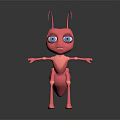 Pink 3D Cartoon Ant Character With Big Blue Eyes And Open Arms