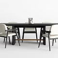 Modern Dining Table And Chairs Set With Black Frame And Light Upholstered Seats Design