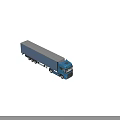 Blue Heavy Duty Functional Truck With Long Cargo Trailer And Multiple Wheels For Transportation