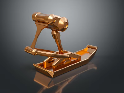 Golden Metal Hardware Tool with Mechanical Structure Shiny Finish and Detailed Design 3d model
