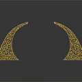 Two Golden Sparkling Curved Door Arches With Symmetrical Reflective Base Design