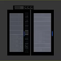 Modern Black Server Cabinet With Glass Doors And Network Equipment