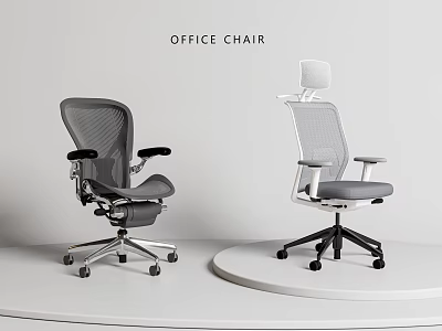 Modern Ergonomic Office Chair With Mesh Back Adjustable Armrests Gray And White Design 3d model