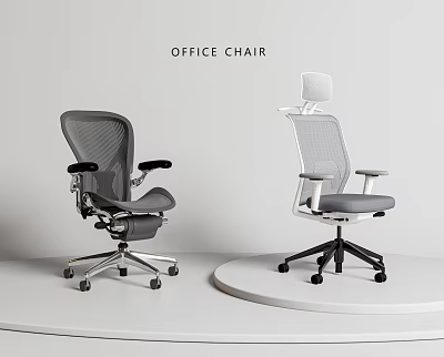 Modern Ergonomic Office Chair With Mesh Back Adjustable Armrests Gray And White Design 3d model