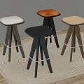 Modern Bar Stools With Upholstered Seats Different Colors Metal And Wooden Legs