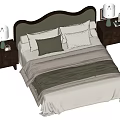 Modern Double Bed With Green Headboard Dark Wood Nightstands Table Lamps And Pillows