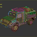 Old Green Military Truck Loaded With Cargo Supplies Oil Drums Luggage And Ladder