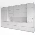 Modern Kitchen Interior Design With Gray Cabinets White Marble Countertop And Microwave