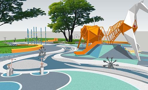 Modern children's play area 3d model