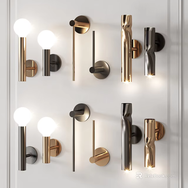Modern Wall Lamps With Sleek Metal Design And Brass Black Finish For Home Decor 3d model 