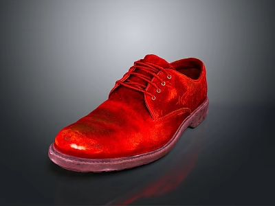 Glossy Red Leather Shoes With Classic Laces And Comfortable Sole For Daily Use 3d model