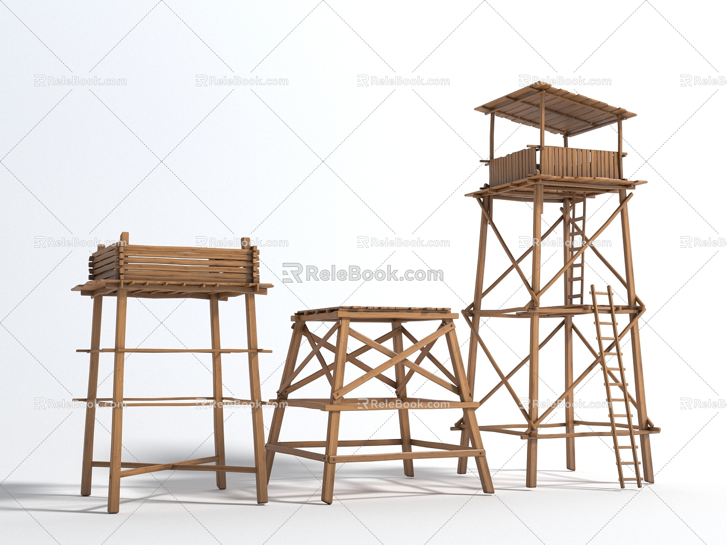 Modern Style Building Components Wooden Tower Tower Tower 3d model