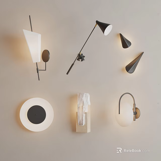 Unique Shaped Wall Lamps with Various Creative Modern Designs for Home Interior Lighting 3d model