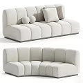 Light Beige Sectional Sofa With Modern Curved Design And Soft Plush Pillows 3d model