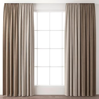 Elegant Neutral Toned Curtains With Soft Velvet Texture For Modern Home Window Decoration 3d model