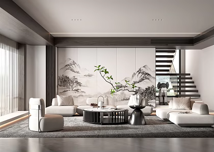 New Chinese Living Room 3d model