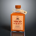 Orange Glass Bottle With Wooden Cap And Jute Rope For Tuong Nep UG KY