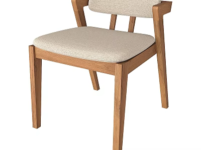 Comfortable Accent Chair Featuring Wooden Frame And Fabric Seat In Natural Minimalist Design 3d model
