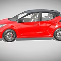 Red Toyota Hatchback With Black Roof UK License Plate And Alloy Wheels