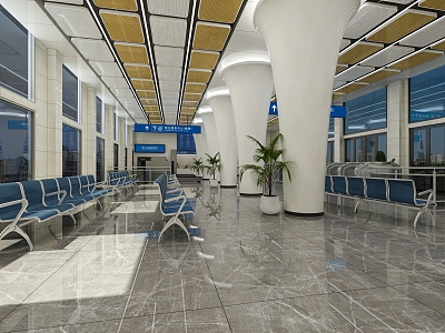 Modern Waiting Hall Passenger Station Center 3d model