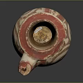 Traditional Ceramic Vase As Decorative Furniture Accent With Red White Swirl Patterns
