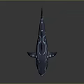 Blue And White Patterned Shark With Curved Lines Swimming In Deep Sea Water