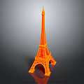 Orange Eiffel Tower Model With Reflection On Gray Gradient Background 3d model