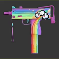 Colorful Toy Gun With Rainbow Stripes And Cute Cartoon Cloud Design