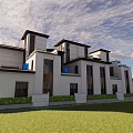 Modern Detached Villa With Contemporary Design White Exterior Green Lawn And Landscaped Garden