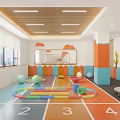 Kindergarten Indoor Activity Room With Colorful Decor And Play Equipment