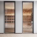 Modern Interior Glass Doors With Textured Panels And Black Frames Design 3d model