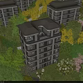 Modern Multistory Residential Building Surrounded By Green Trees And Lawn With Balconies