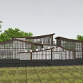 Modern Tourist Center Architectural Design With Glass Facade And Curved Roof In Green Field