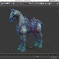 Mythical Skeleton Horse With Ornate Saddle Green Hooves And Red Accents