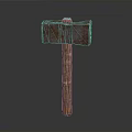 Rusty Axe Equipment Display With Wooden Handle And Metal Head