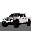 Stylish White Jeep Rubicon Pickup Truck Featuring Five Door And Black Wheels Design